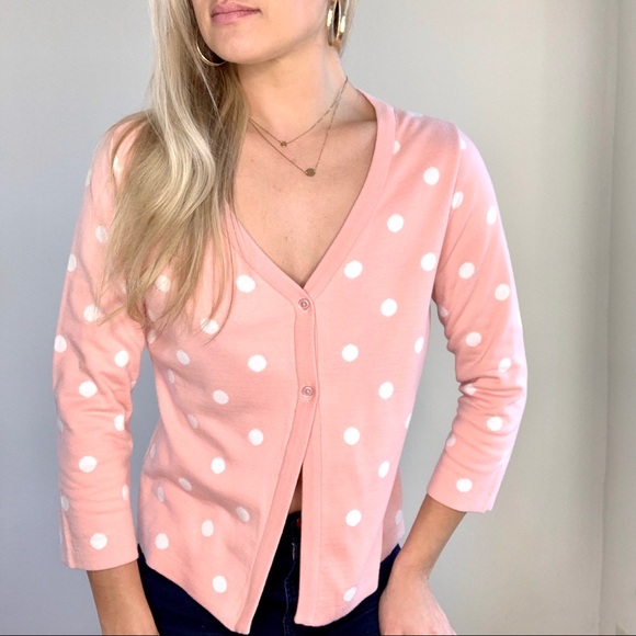 Liz Claiborne Sweaters - Liz Claiborne Light Pink &White Polkadot Cardigan